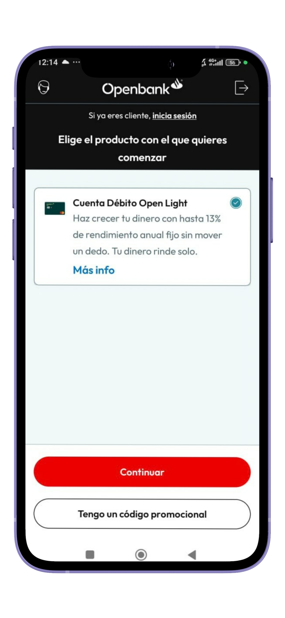 cuenta open light debito