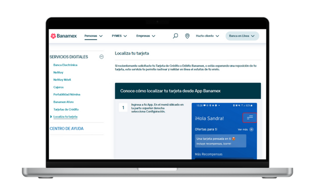 donde esta mi tarjeta banamex