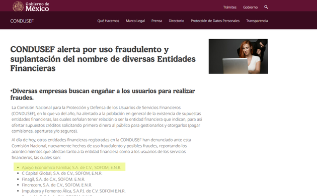 financiera apoyo economico familiar suplantacion de identidad