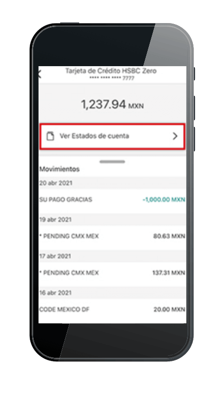 así ves el estado de cuenta desde la app HSBC mexico