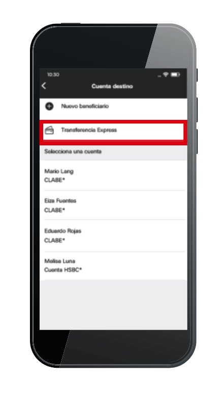 realiza una transferencia desde la app HSBC 2now