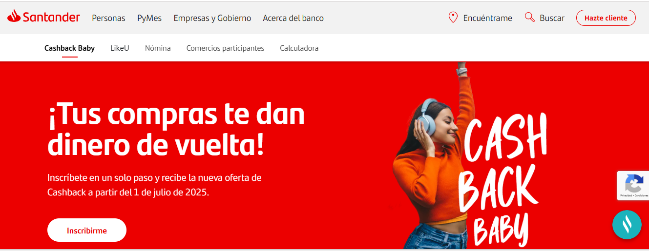 cashback baby santander