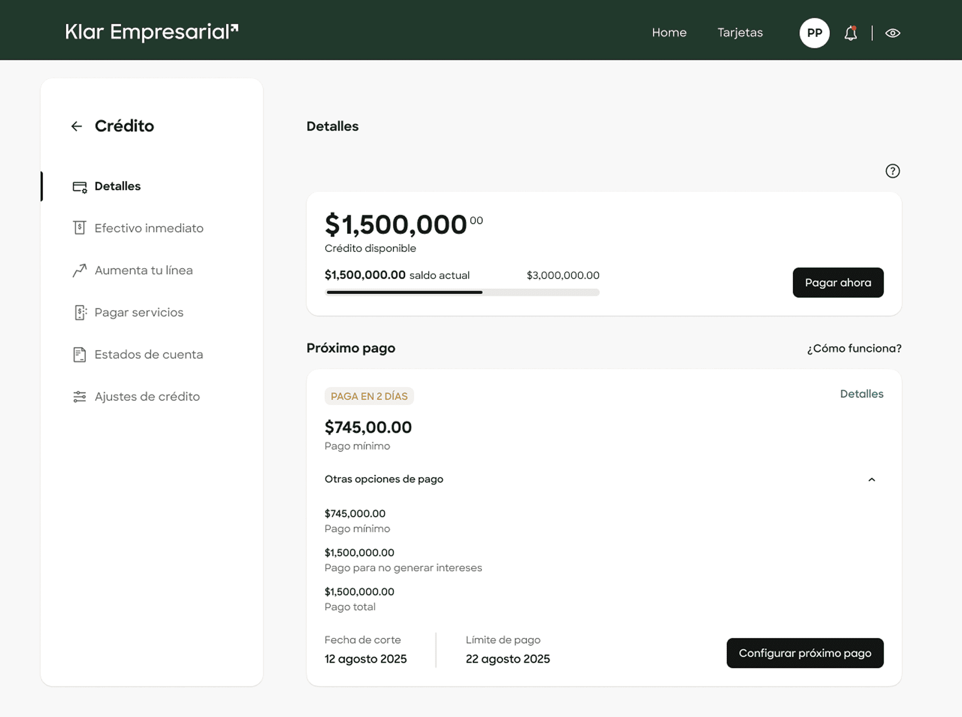 linea de credito klar