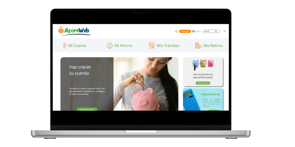 pagina inicial de Afore web donde puedes administrar tu cuenta