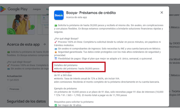 montos del prestamo booya