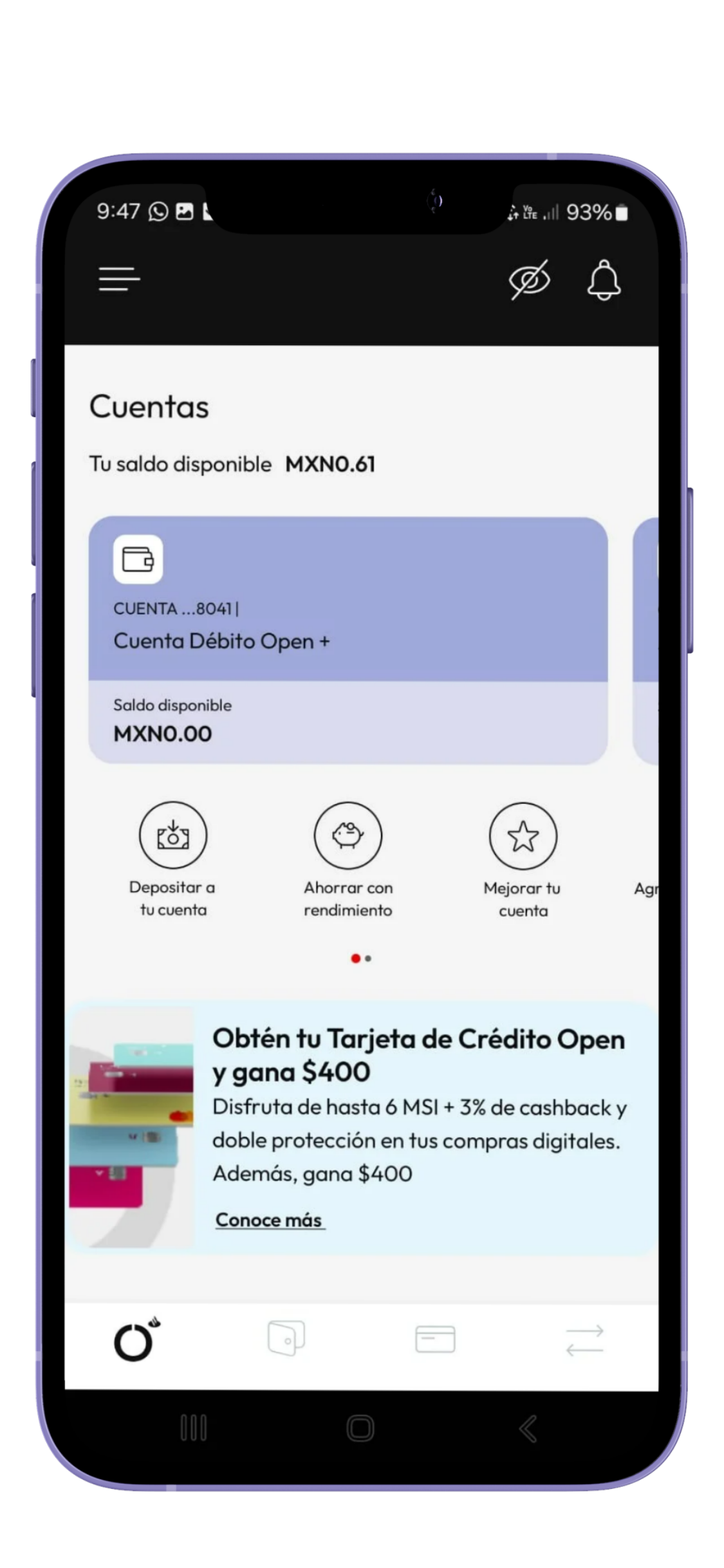 mover ahorro con rendimiento cuenta open