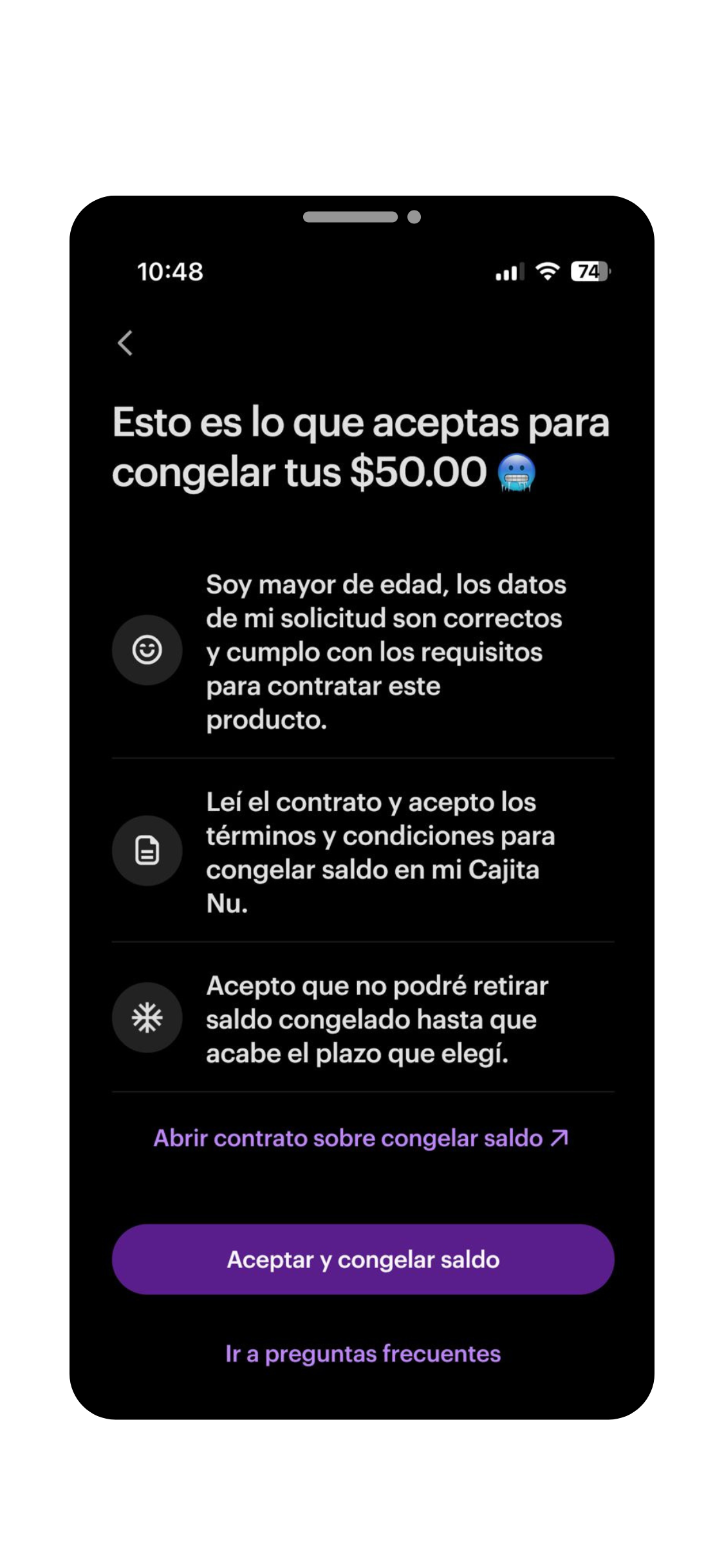 Nu rendimiento simulador app términos y condiciones