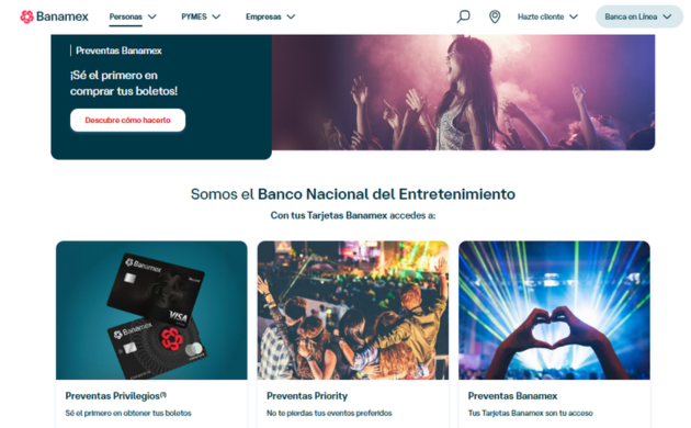 preventa banamex tarjetas que acepta ticketmaster