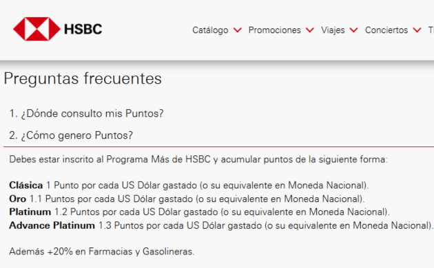 puntos hsbc tarjetas participantes
