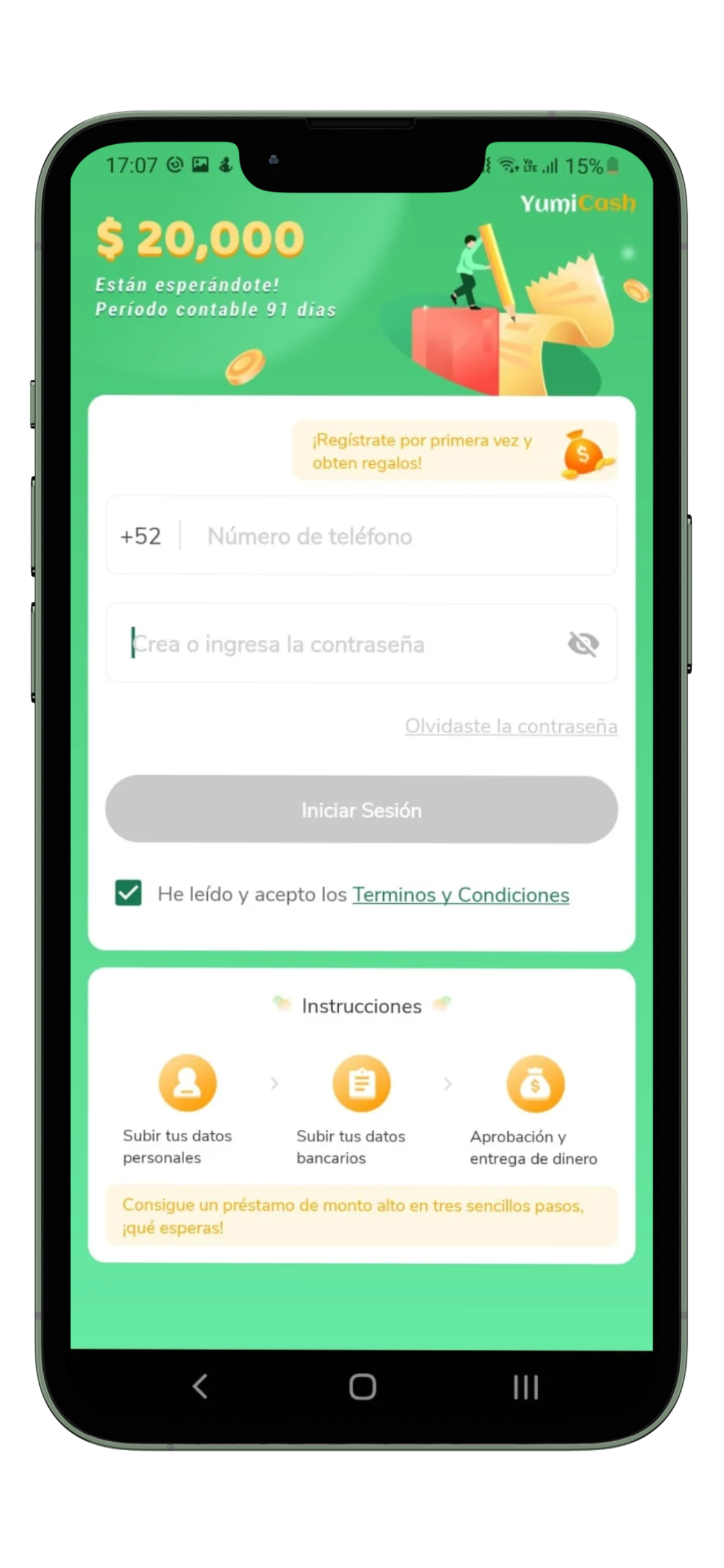 Cómo registrarse en la app YumiCash préstamos