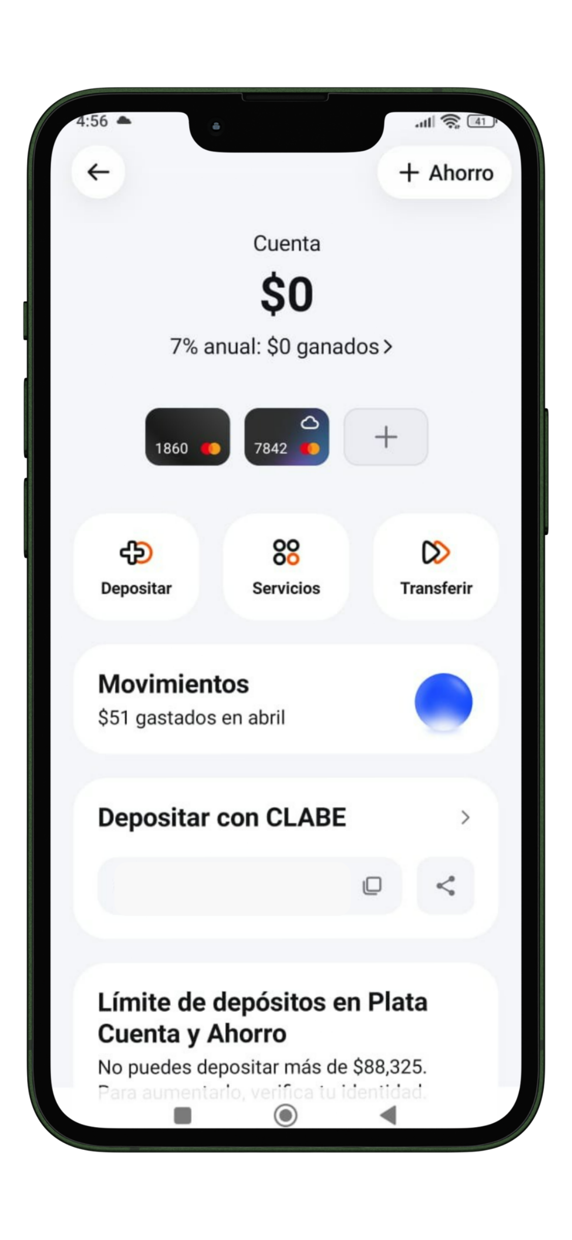 rendimiento cuenta plata con saldo a la vista