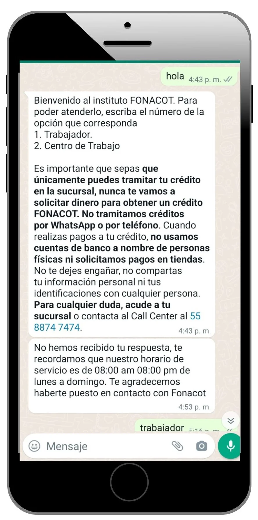 fonacot citas whatsapp