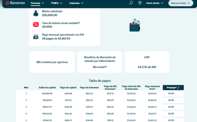 simulador prestamo citibanamex
