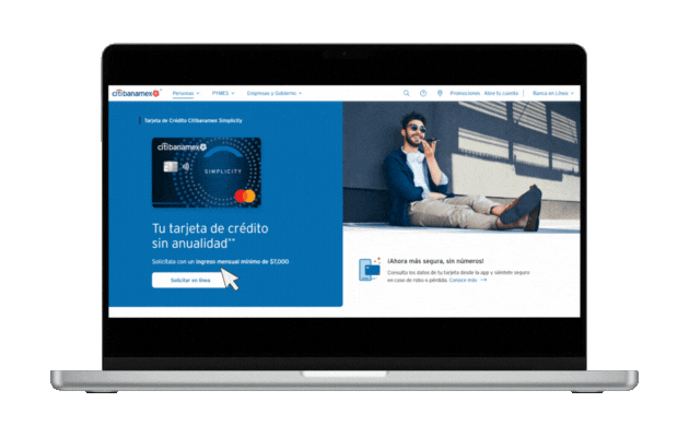 Sitio web oficial Citibanamex para solicitar Tarjeta de Crédito Simplicity
