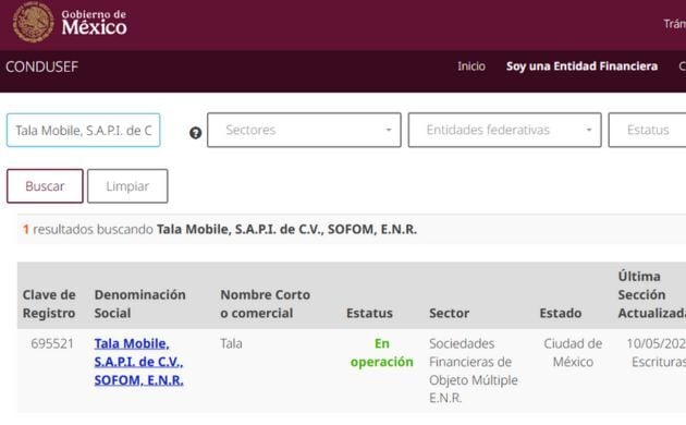 tala es legal condusef