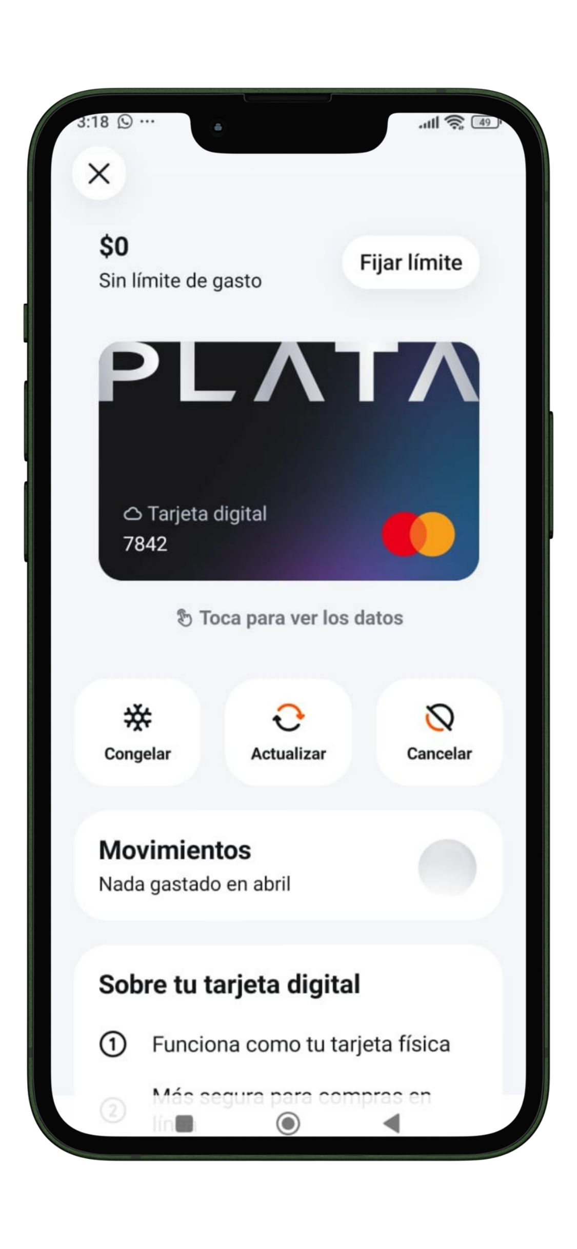 tarjeta digital plata