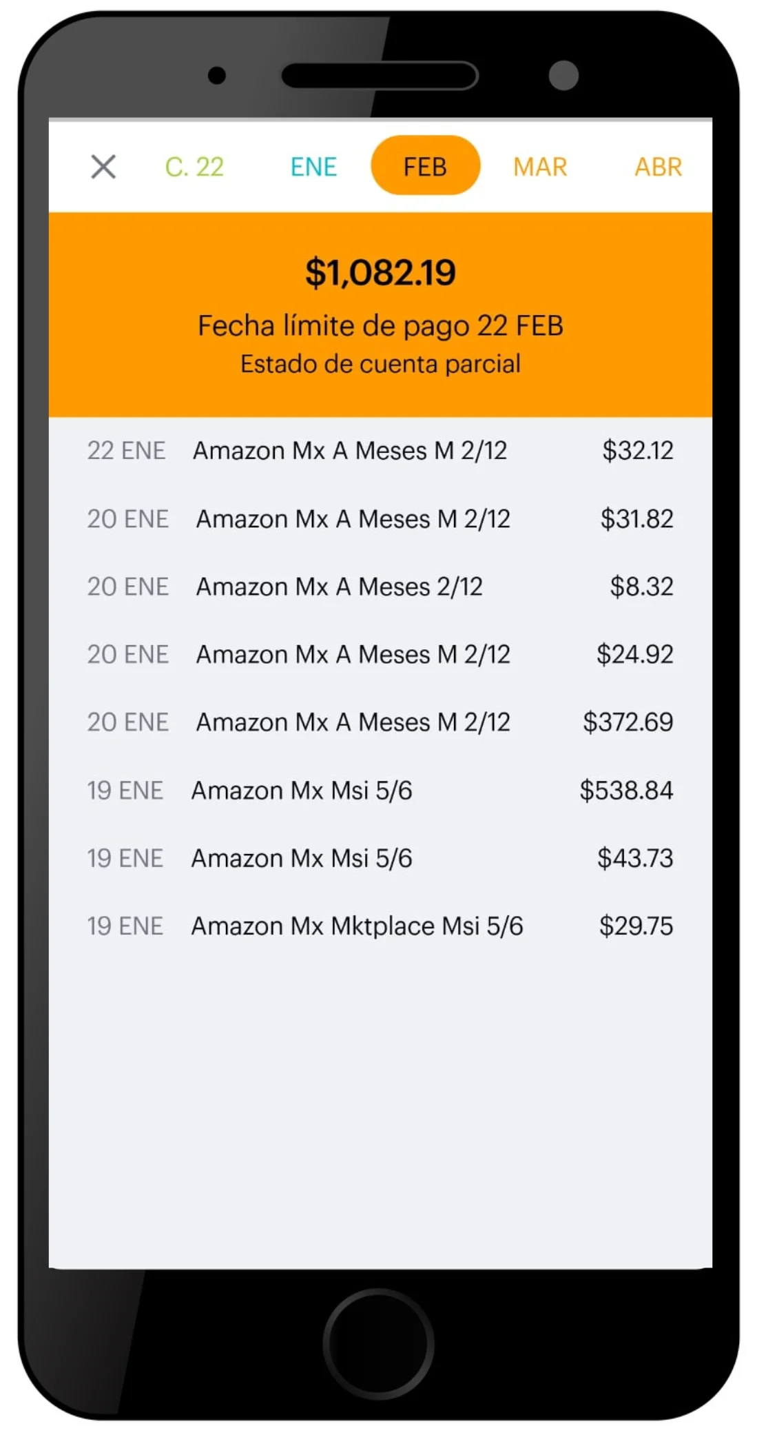 Estado de cuenta de tarjeta de crédito Nu en celular