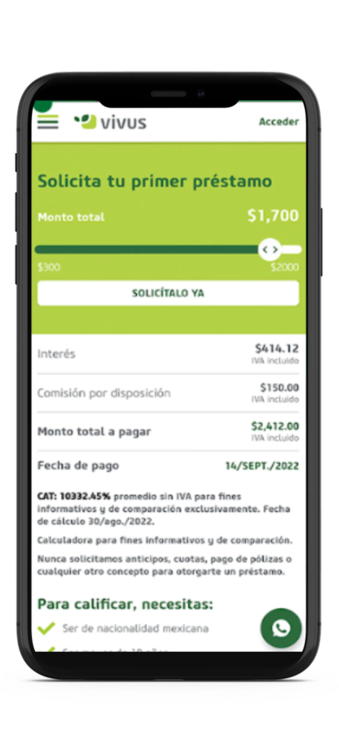 App Vivus MX cómo solicitar un crédito