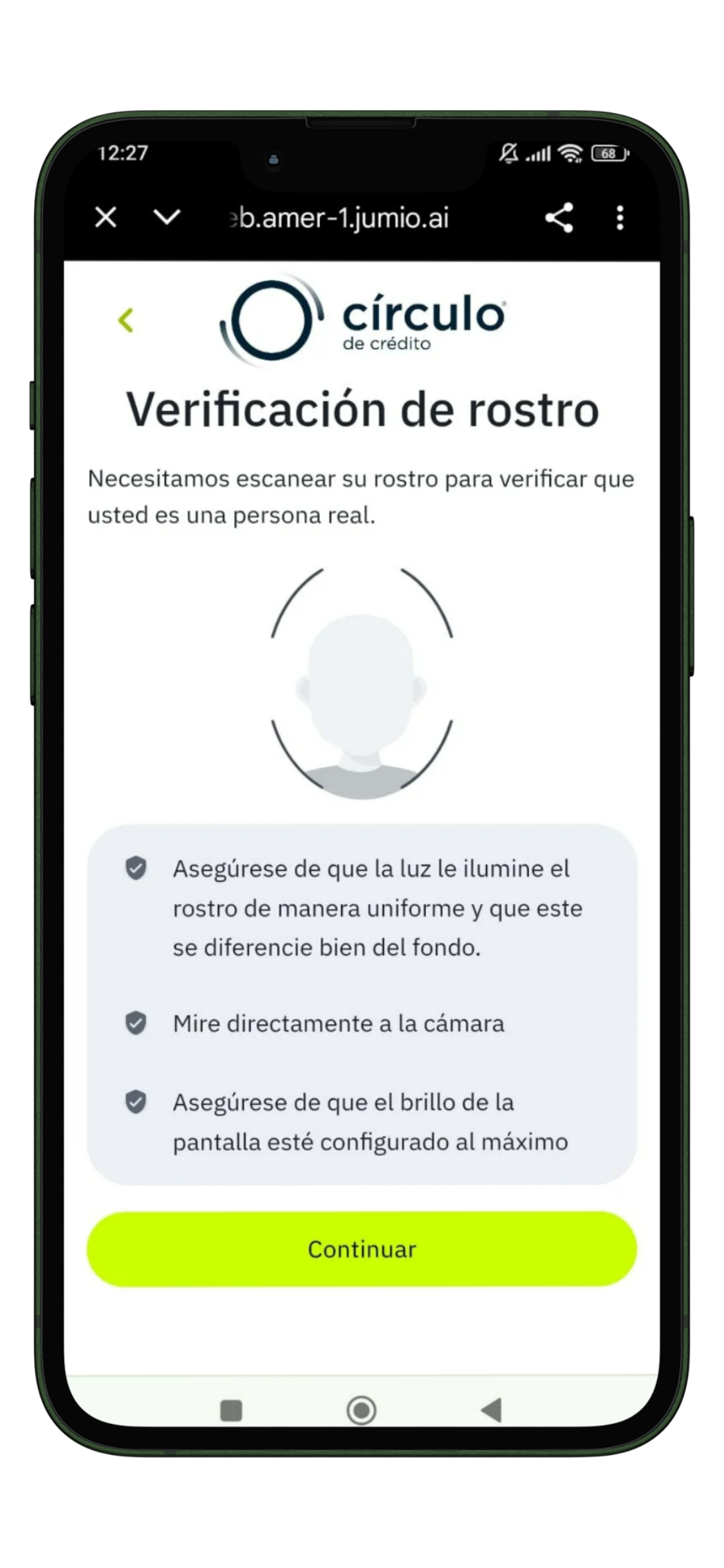 validacion selfie para rce circulo de credito
