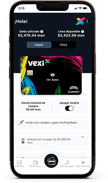 Consultar saldo de Vexi Carnet en app