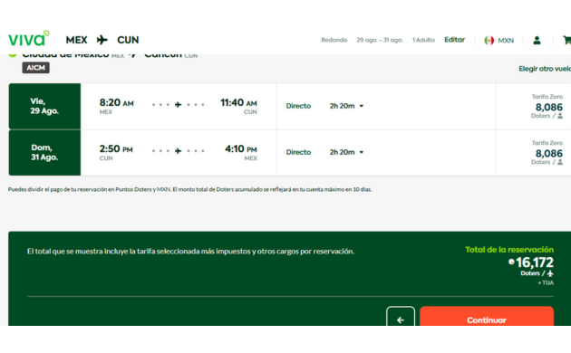 vuelo gratis con puntos doters hsbc viva